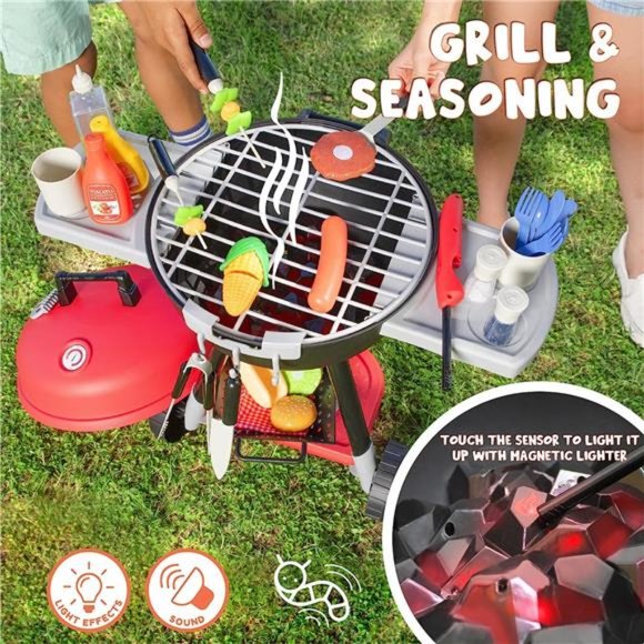 34 PCS Cooking Toy Set, Kitchen Toy Set, Toy BBQ Grill Set, Little Chef Play - Picture 3 of 6